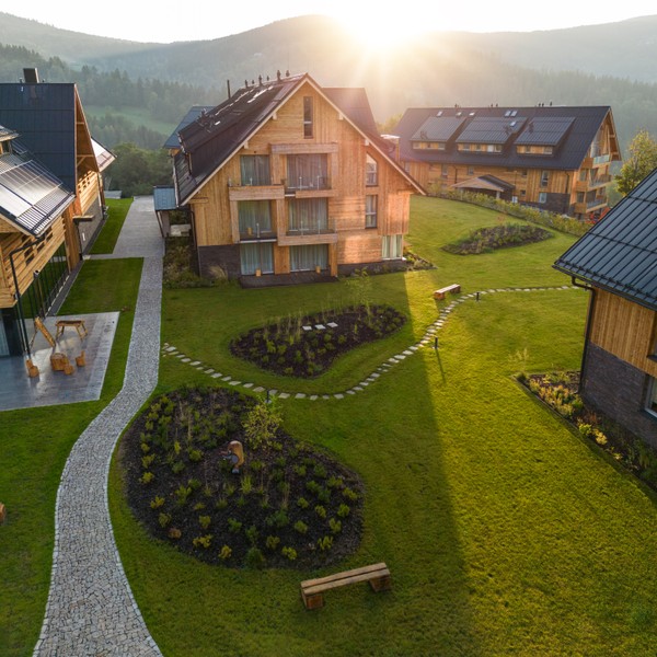 Architektura Krkonoše apartmány ubytování. Aldrov resort apartmány